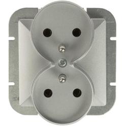 Abex Perła srebrny - gniazdo podwójne (+0) do ramki PT-6PR Abex