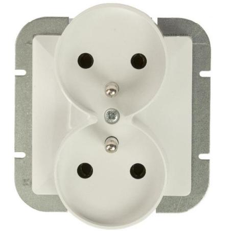 Abex Perła biały - gniazdo podwójne (+0) do ramki PT-6PR