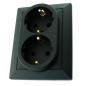 Abex Perła czarny mat - gniazdo podwójne SCHUKO PT-7P