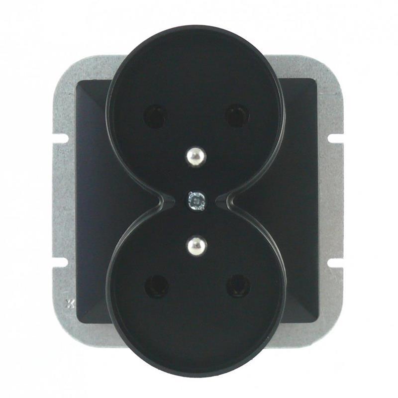 Abex Perła czarny mat - gniazdo podwójne (+0) do ramki PT-6PR