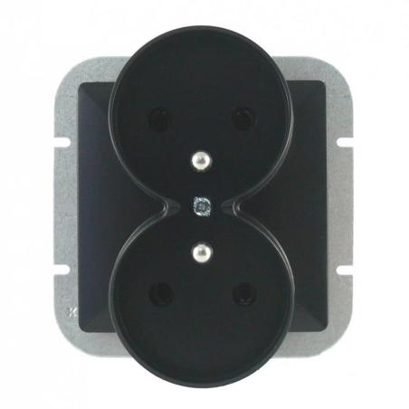 Abex Perła czarny mat - gniazdo podwójne (+0) do ramki PT-6PR