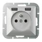 Abex Perła srebrny - gniazdo pojedyncze (+0) PT-16P + 2xUSB