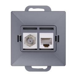 Abex Perła antracyt - gniazdo antenowe typu F + komputerowe RJ45 Abex