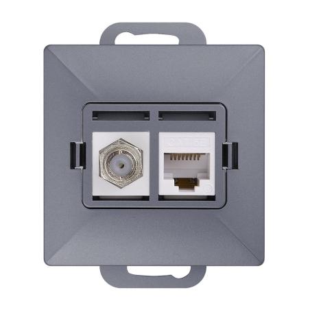 Abex Perła antracyt - gniazdo antenowe typu F + komputerowe RJ45