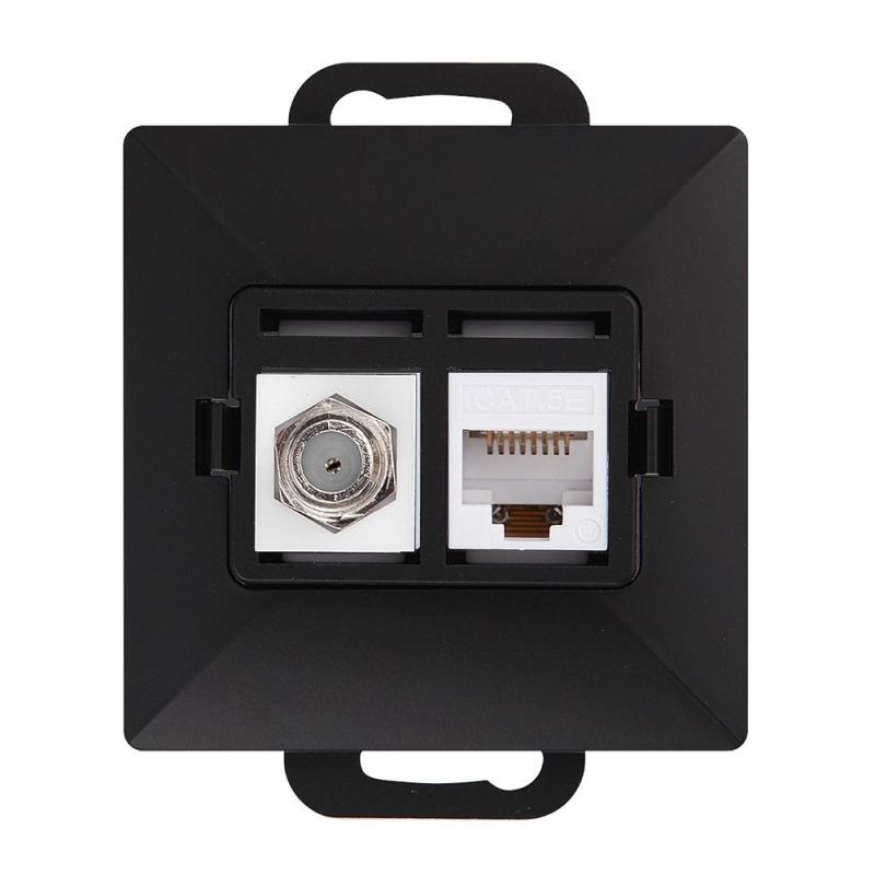 Abex Perła czarny mat - gniazdo antenowe typu F + komputerowe RJ45 Abex Perła czarny mat - gniazdo antenowe typu F + komputerowe RJ45