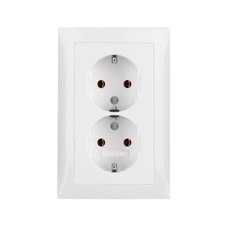 Berker Kwadrat biały - gniazdo podwójne SCHUKO