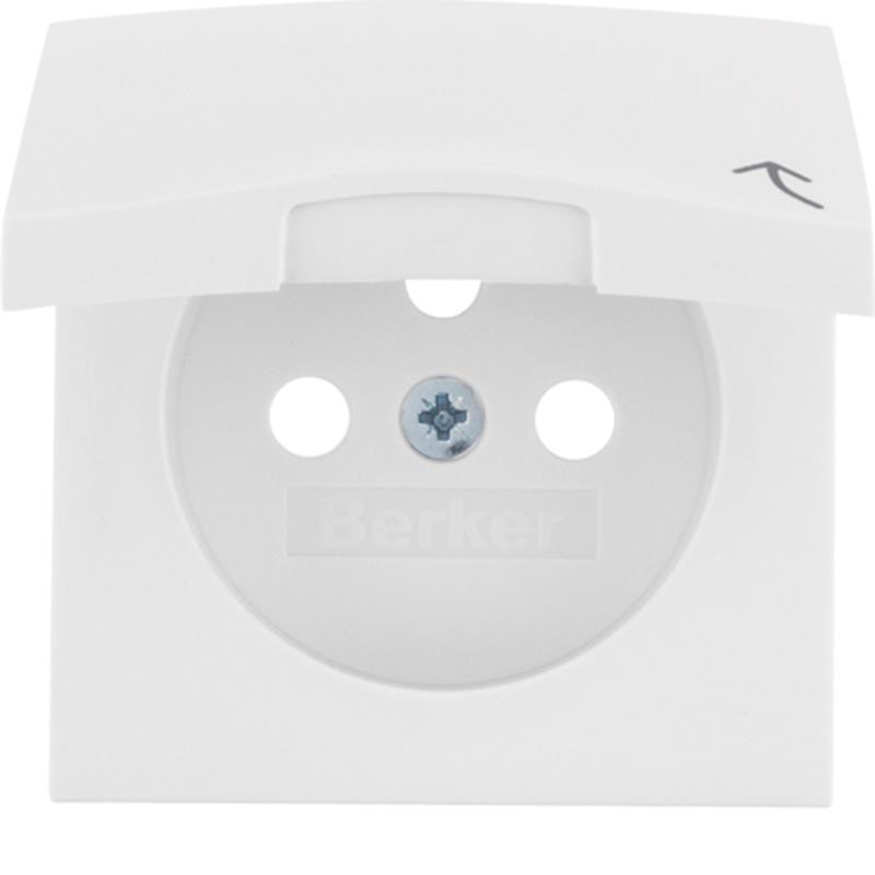 Berker Kwadrat biały - płytka do gniazda z uziemieniem z pokrywą