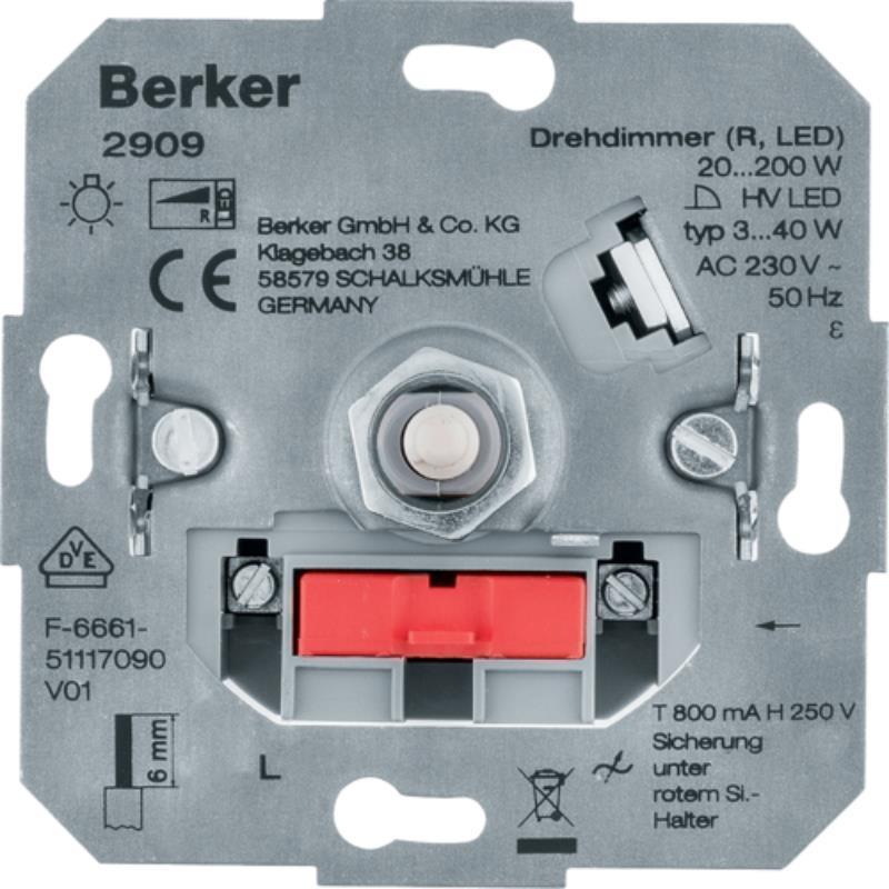 Berker - ściemniacz obrotowy R 20-200W, LED 3-40W