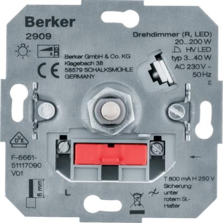 Berker - ściemniacz obrotowy R 20-200W, LED 3-40W