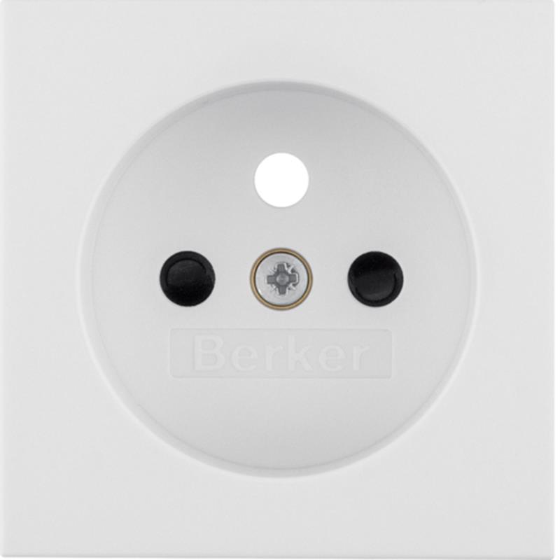 Berker Kwadrat biały - płytka do gniazda z uziemieniem z przesłonami
