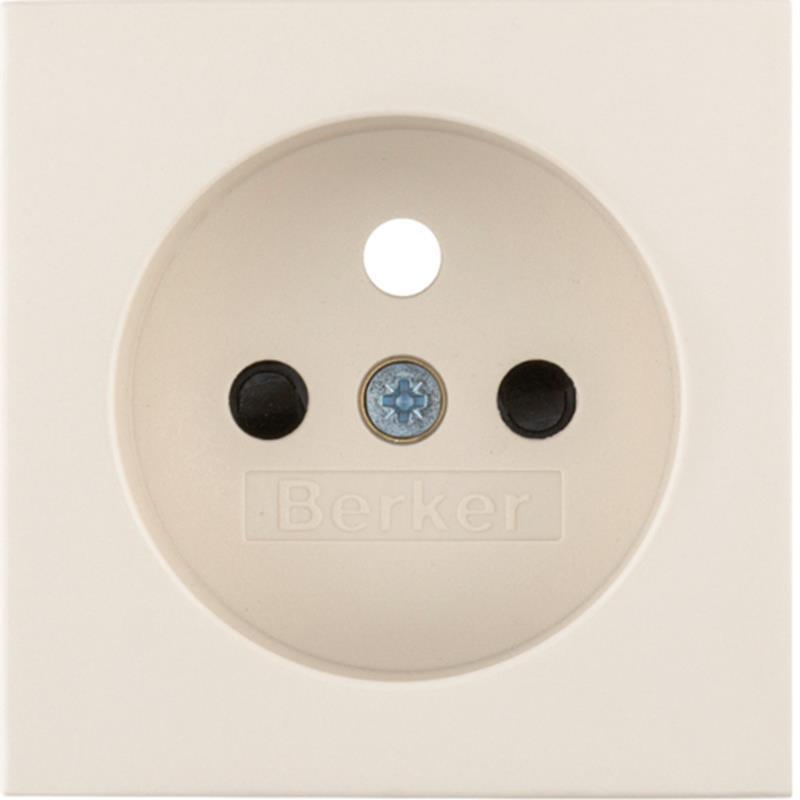 Berker Kwadrat kremowy - płytka do gniazda z uziemieniem z przesłonami