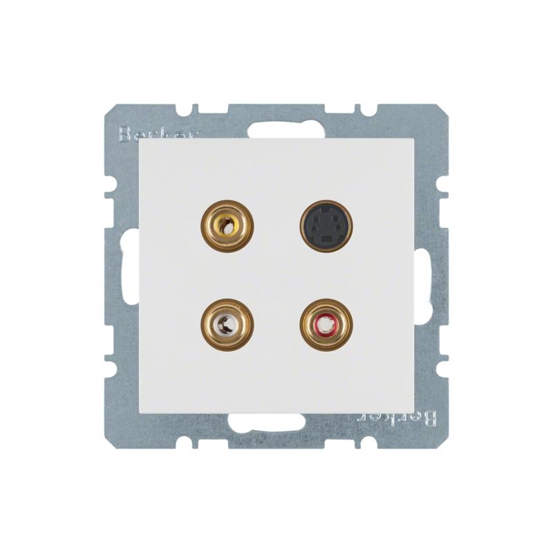 Berker Kwadrat biały - gniazdo 3 x Cinch/S-Video