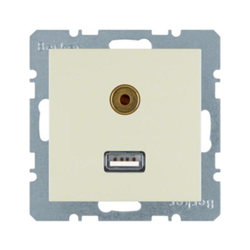 Berker Kwadrat kremowy - gniazdo USB/3,5 mm audio Berker Kwadrat kremowy - gniazdo USB/3,5 mm audio