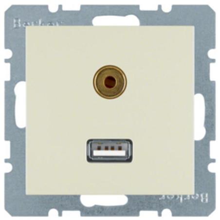 Berker Kwadrat kremowy - gniazdo USB/3,5 mm audio