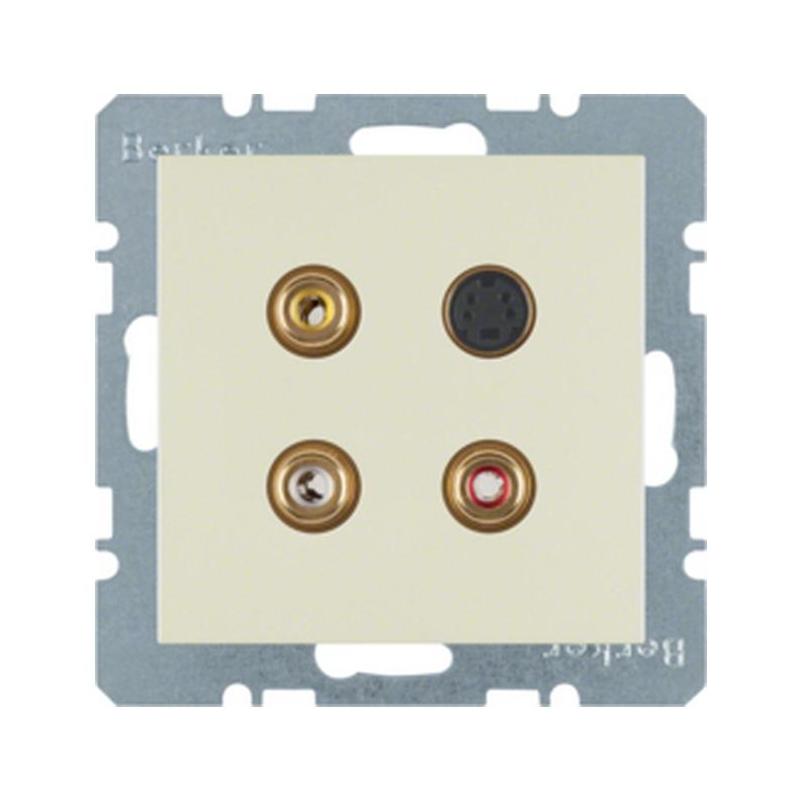 Berker Kwadrat kremowy - gniazdo 3 x Cinch/S-Video