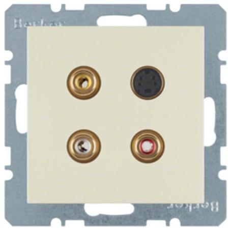 Berker Kwadrat kremowy - gniazdo 3 x Cinch/S-Video