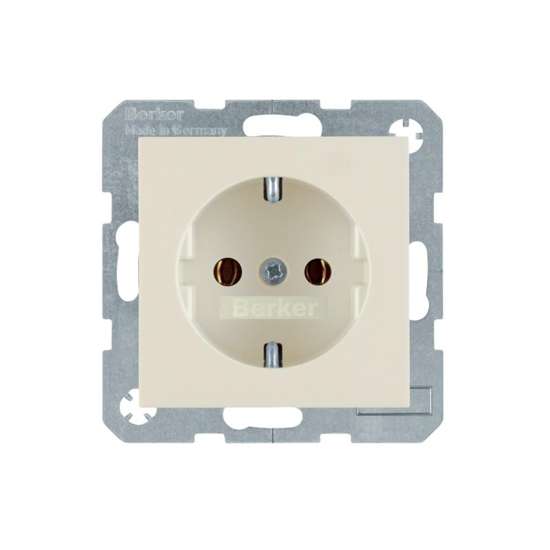 Berker Kwadrat kremowy - gniazdo pojedyncze SCHUKO