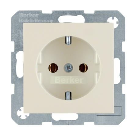 Berker Kwadrat kremowy - gniazdo pojedyncze SCHUKO