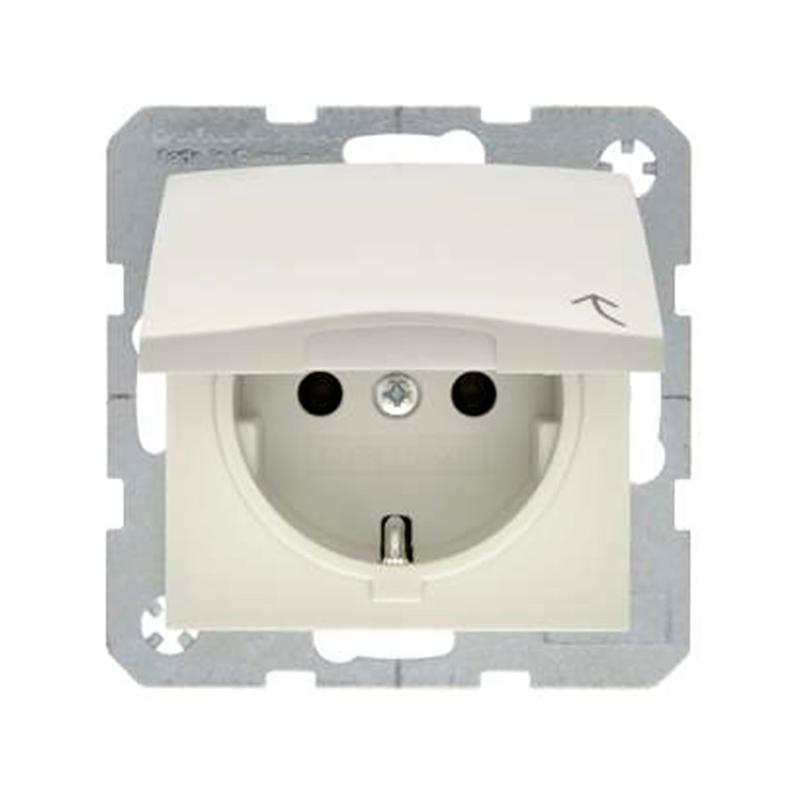 Berker Kwadrat kremowy - gniazdo SCHUKO z pokrywą