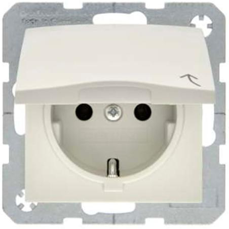 Berker Kwadrat kremowy - gniazdo SCHUKO z pokrywą