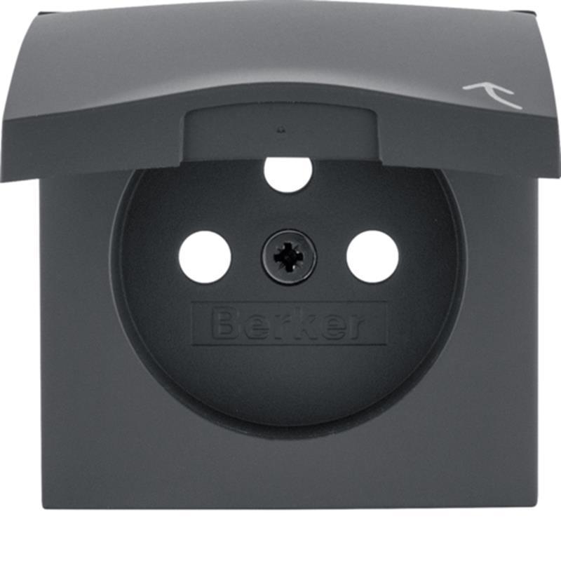 Berker Kwadrat/B3/B7 antracyt - płytka do gniazda z uziemieniem z pokrywą