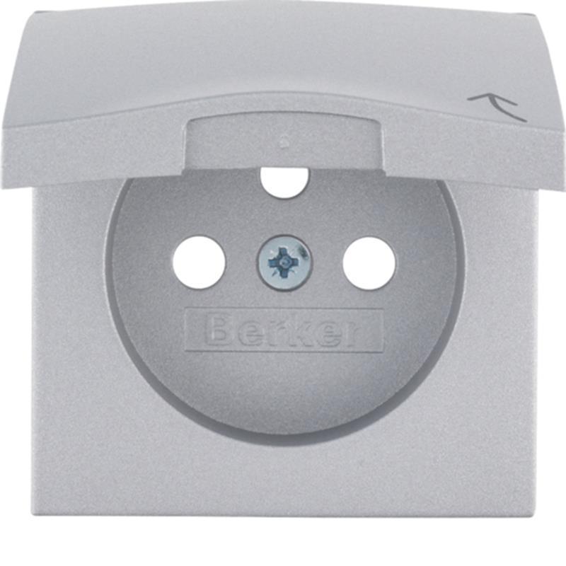 Berker Kwadrat/B3/B7 alu - płytka do gniazda z uziemieniem z pokrywą