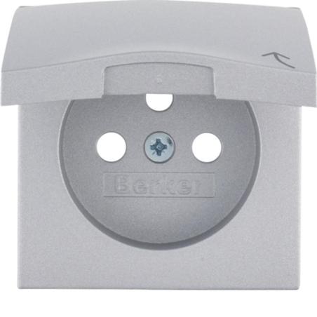 Berker Kwadrat/B3/B7 alu - płytka do gniazda z uziemieniem z pokrywą