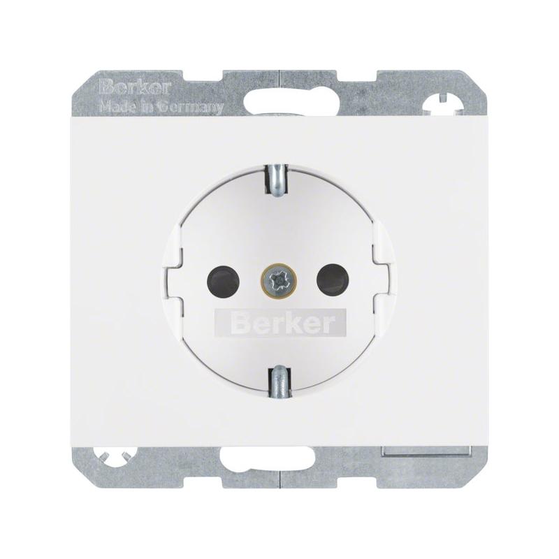 Berker K1 biały - gniazdo pojedyncze SCHUKO z przesłonami