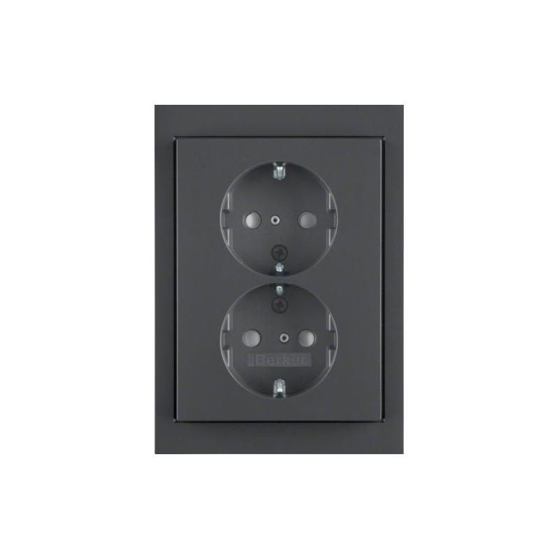 Berker K1 antracyt - gniazdo podwójne SCHUKO