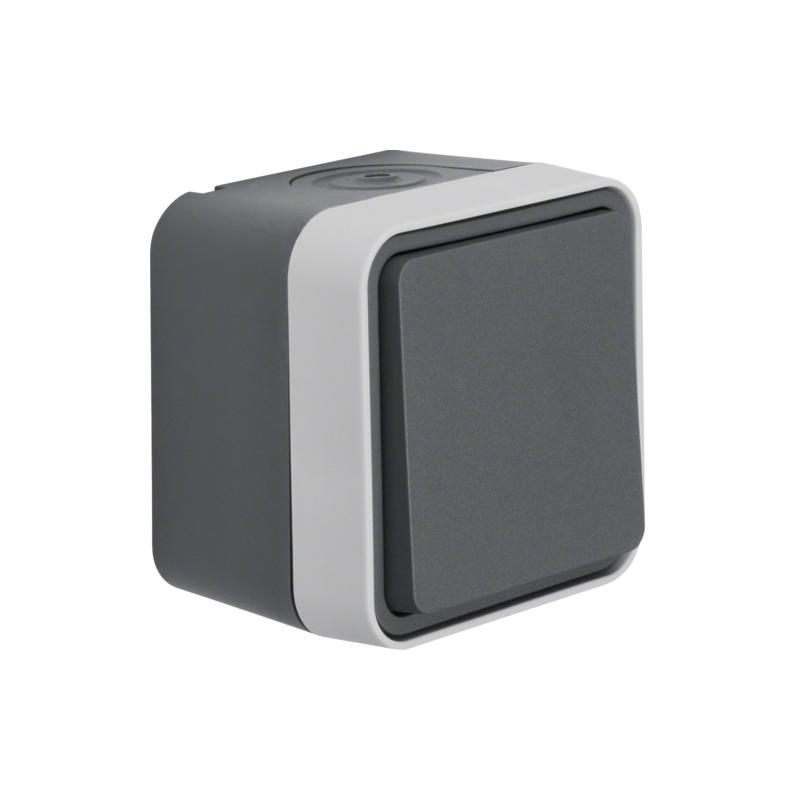 Berker W.1 szary - Łącznik 1-klawiszowy uniwersalny