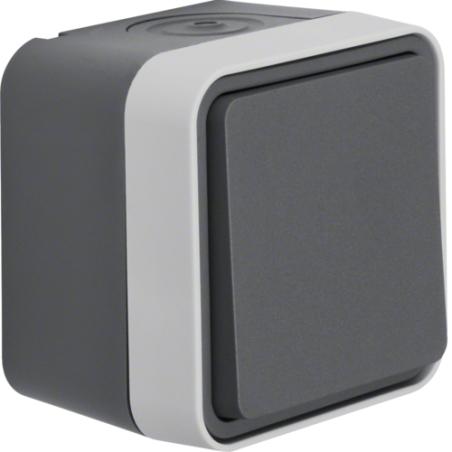 Berker W.1 szary - Łącznik 1-klawiszowy krzyżowy Berker