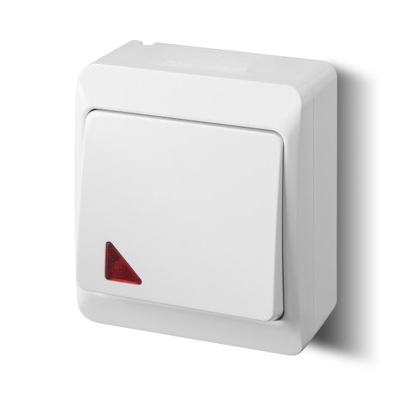 Hermes (biały) - 1-biegunowy schodowy z podświetleniem IP44