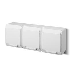 Hermes (biały) - gniazdo natynkowe 3x2P+Z IP44 Elektro-Plast Nasielsk