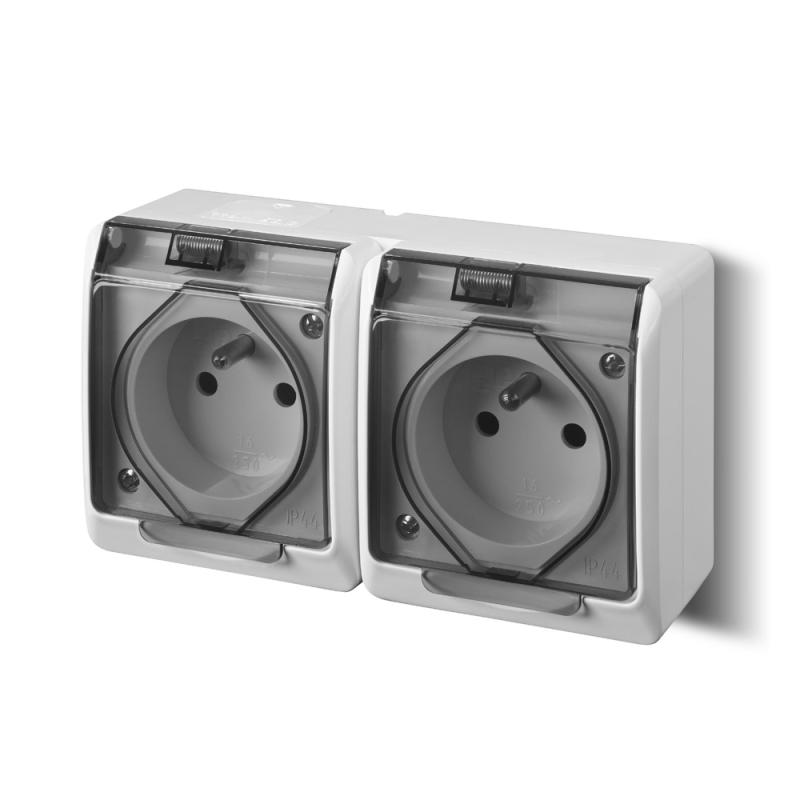Hermes (dymny) - gniazdo natynkowe 2 x 2P+Z IP44