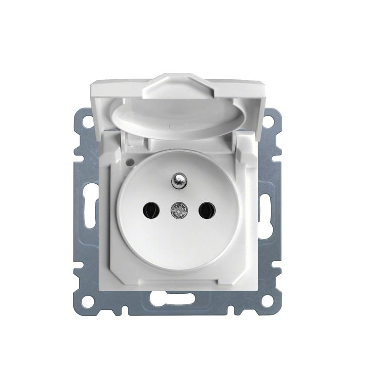 Hager Lumina biały - gniazdo z uziemieniem z klapką