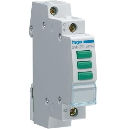 Lampka kontrolna LED 3x zielona 230V AC - SVN221 Hager Hager Polo