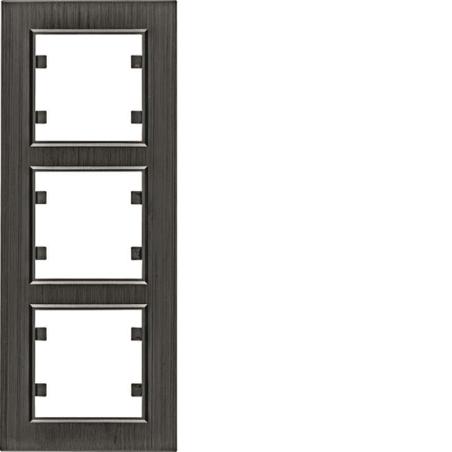 Hager Lumina Passion aluminium czarne - ramka 3 pionowa