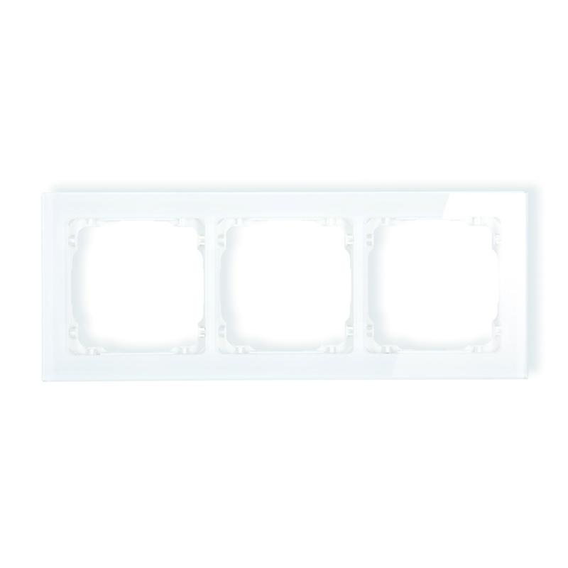 Karlik Deco biały/biały - ramka efekt szkła 3-krotna - 0-0-DRS-3