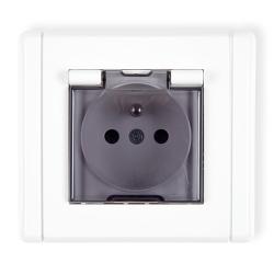 Karlik Flexi biały - gniazdo bryzgoszczelne 2P+Z - klapka dymna - FGPB-1zd Karlik