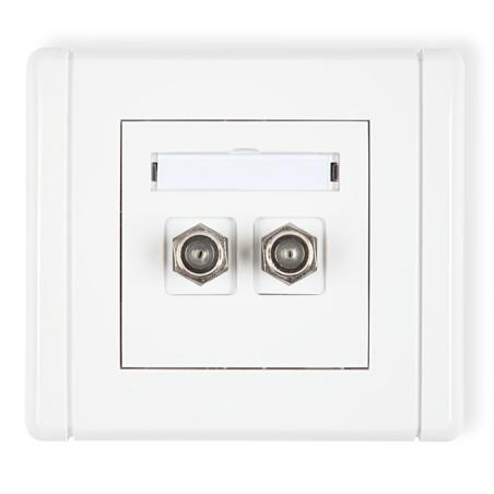 Karlik Flexi biały - gniazdo antenowe typu F (2xSAT) -  FGF-2