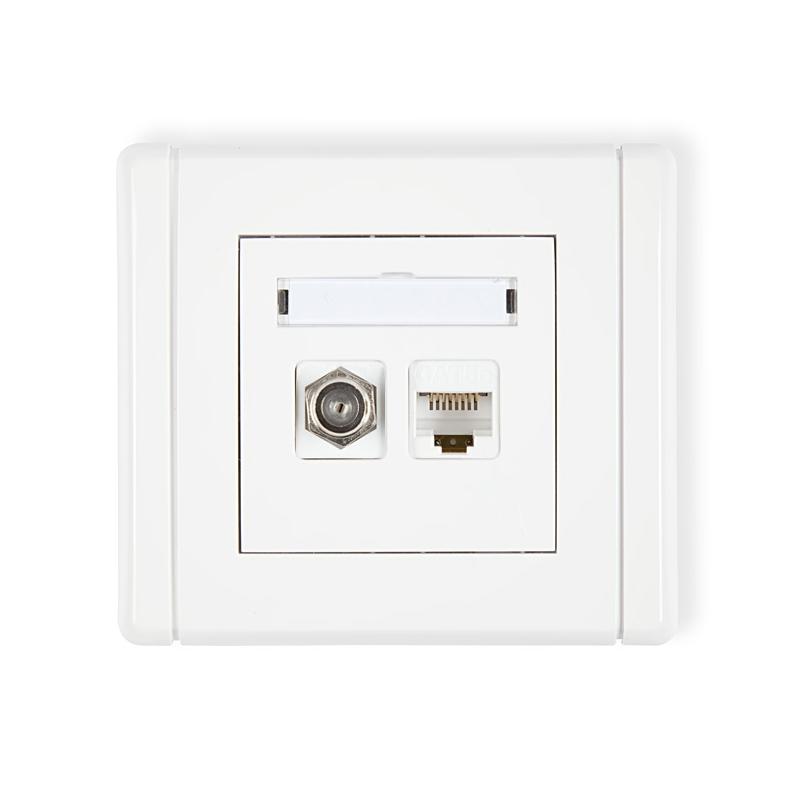 Karlik Flexi biały - gniazdo antenowe typu F (SAT) + RJ45 - FGFK