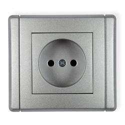 Karlik Flexi srebrny - gniazdo pojedyncze bez uziemienia - 7FGP-1 Karlik