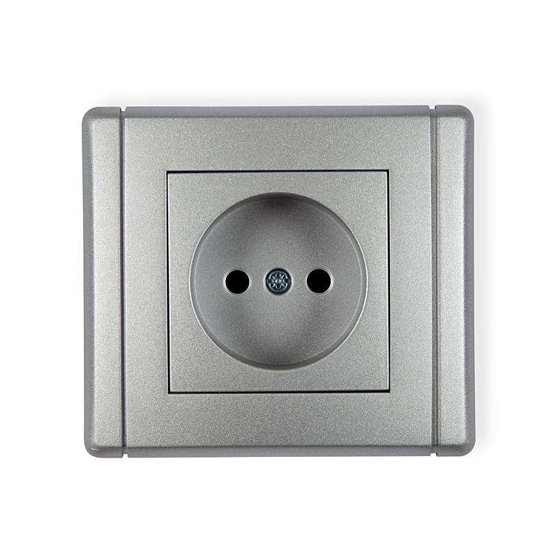 Karlik Flexi srebrny - gniazdo pojedyncze bez uziemienia - 7FGP-1