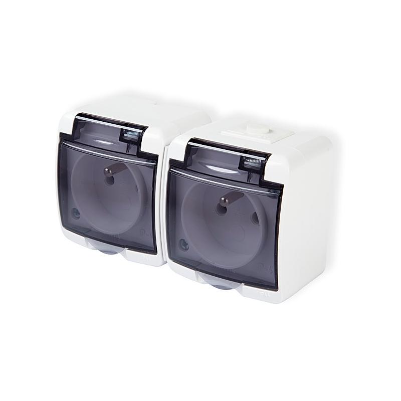 Karlik Junior biały - gniazdo podwójne IP54 - GHE-2d