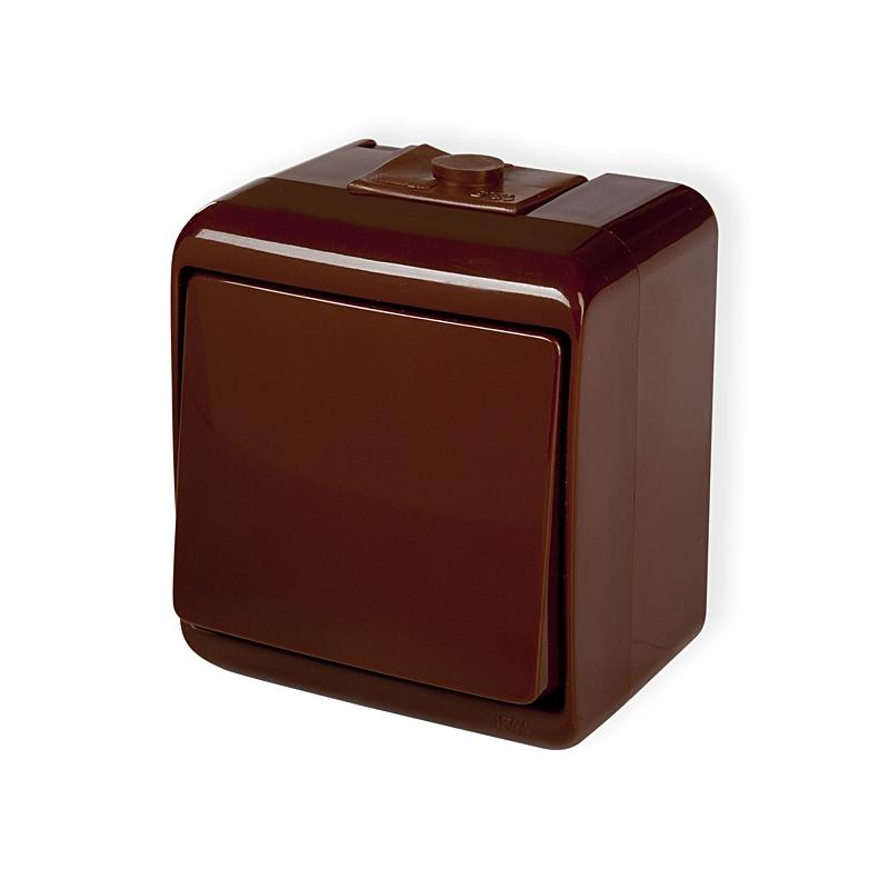 Karlik Junior brązowy - łącznik jednobiegunowy IP54 - 4WHE-1