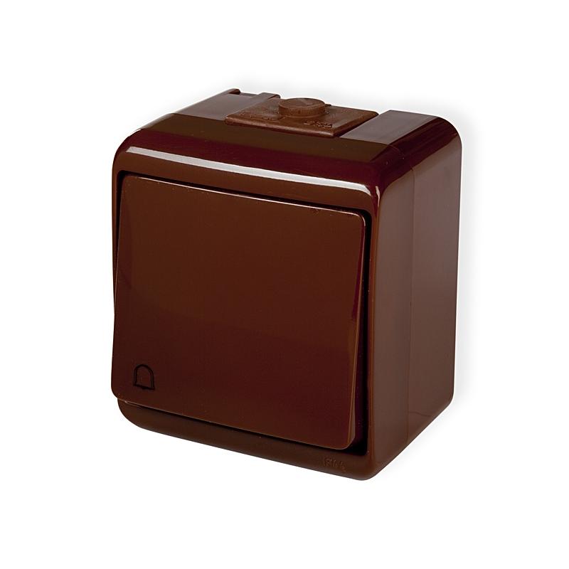 Karlik Junior brązowy - łącznik dzwonkowy IP54 - 4WHE-4