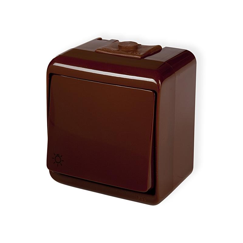 Karlik Junior brązowy - łącznik światło IP54 - 4WHE-5