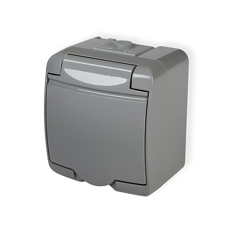 Karlik Junior popiel - gniazdo pojedyncze IP54 - 10GHE-1