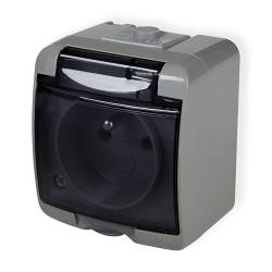 Karlik Junior popiel - gniazdo pojedyncze IP54 - 10GHE-1d