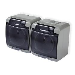 Karlik Junior popiel - gniazdo podwójne IP54 - 10GHE-2d